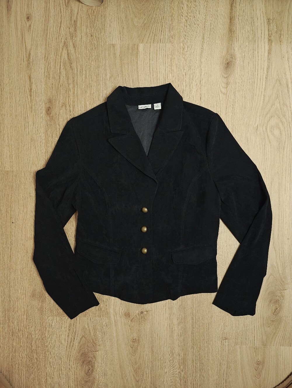 Cato Black Suede like Blazer with Brass Buttons